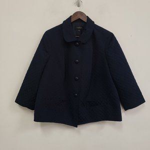 Talbots Petites Womens Textured Blazer Size 18W Blue Button Front Collar Career